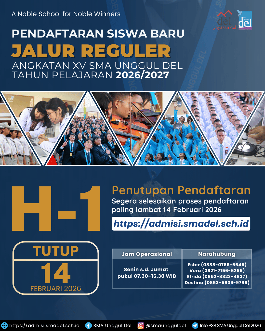 H-1 PENUTUPAN PENDAFTARAN JALUR REGULER PSB SUD 2026